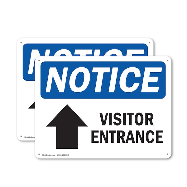Signmission Visitor Entrance Up Arrow OSHA Notice Sign, Plastic, 10in W x 7in L, 2PK OS-2PACK-NS-P-710-L-18881 - main
